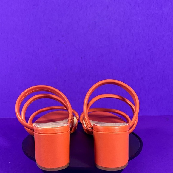 SCHUTZ Women's Hot Orange Olly Triple Strap Block Heel Sandals Shoe Size 7.5 - Picture 4 of 8